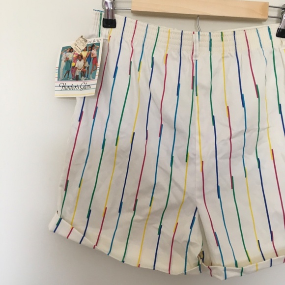 VTG 80s Hunter’s Glen Rainbow Striped Shorts Sz 9/10 High Waisted NOS Japan Made - Picture 8 of 16
